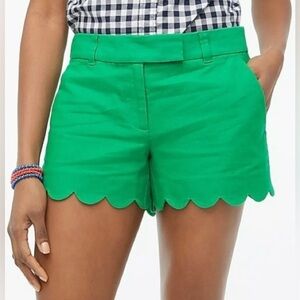 J. Crew Green Linen Scalloped Shorts Size 10 NWT